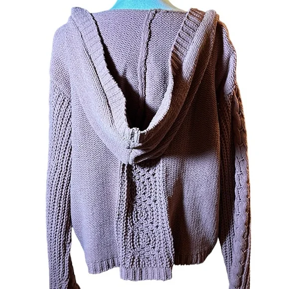 V Chic Dusty Rose Knit Hooded Sweater - Picture 2 of 5